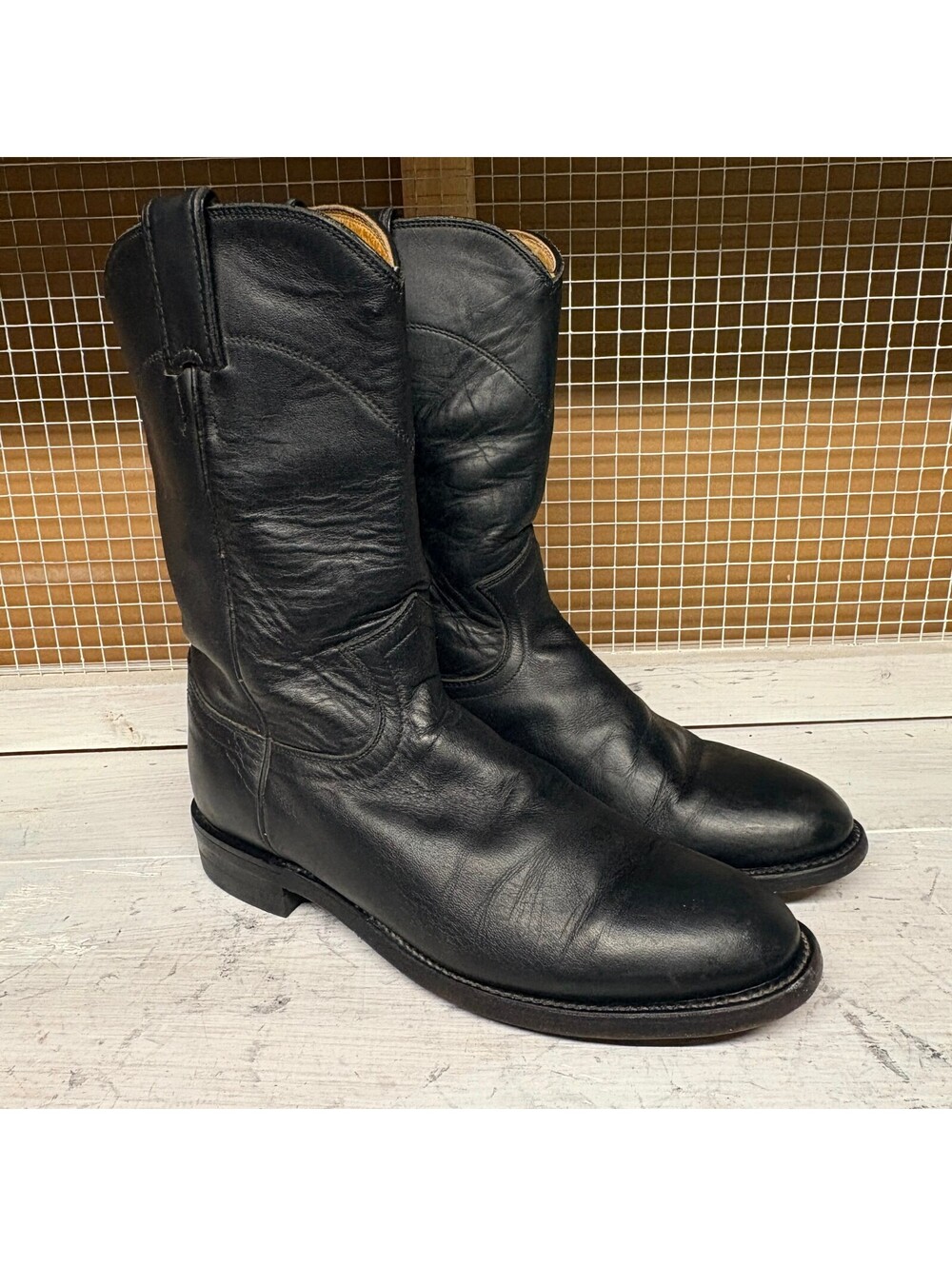 Justin Western Cowboy Boots Women's Size 6 C Black Leather